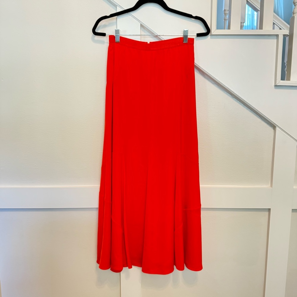 Ann Taylor red orange A-Line Maxi Skirt size XSP
